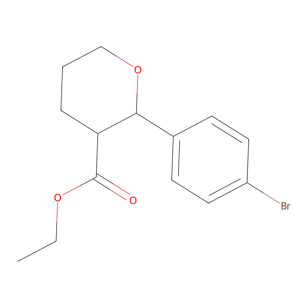 (2R,3R)-ethyl 2-(4-bromophenyl)tetrahydro-2H-pyran-3-carboxylate molecular structure, CAS 1219633-41-6