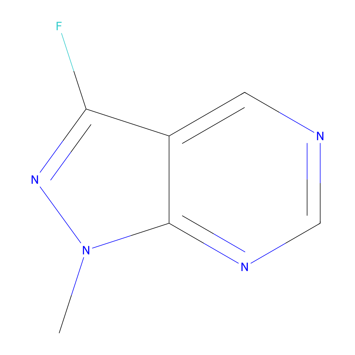 3-Fluoro-1-methyl-1H-pyrazolo[3,4-d]pyrimidine molecular structure, CAS 1219636-62-0