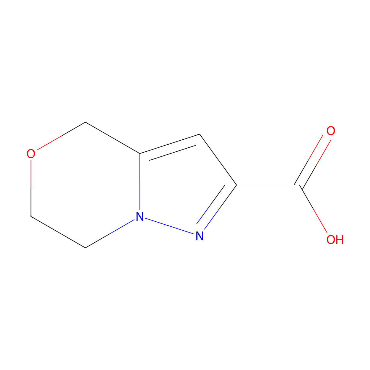 4H,6H,7H-pyrazolo(3,2-c)(1,4)oxazine-2-carboxylic acid molecular structure, CAS 1219694-53-7