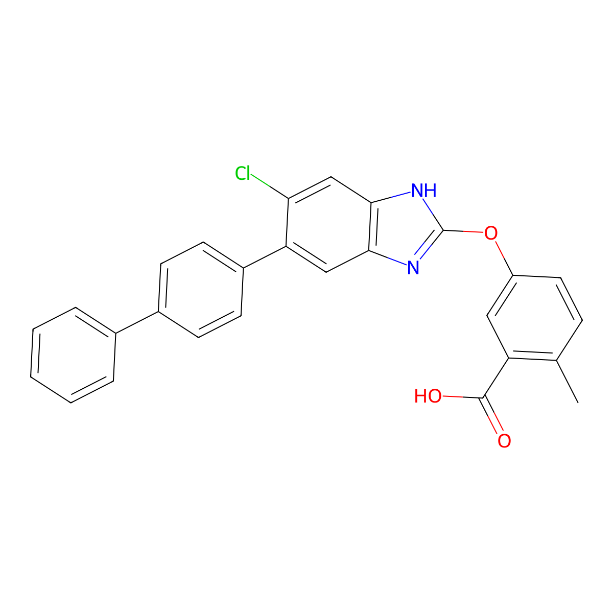 5-((6-([1,1'-biphenyl]-4-yl)-5-chloro-1H-benzo[d]imidazol-2-yl)oxy)-2-methylbenzoic acid molecular structure, CAS 1219737-12-8