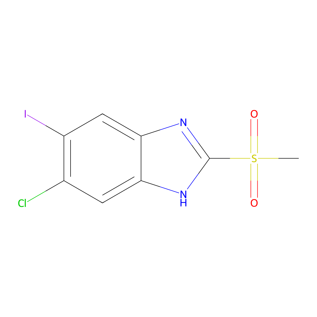 5-chloro-6-iodo-2-(methylsulfonyl)-1H-benzo[d]imidazole molecular structure, CAS 1219741-19-1