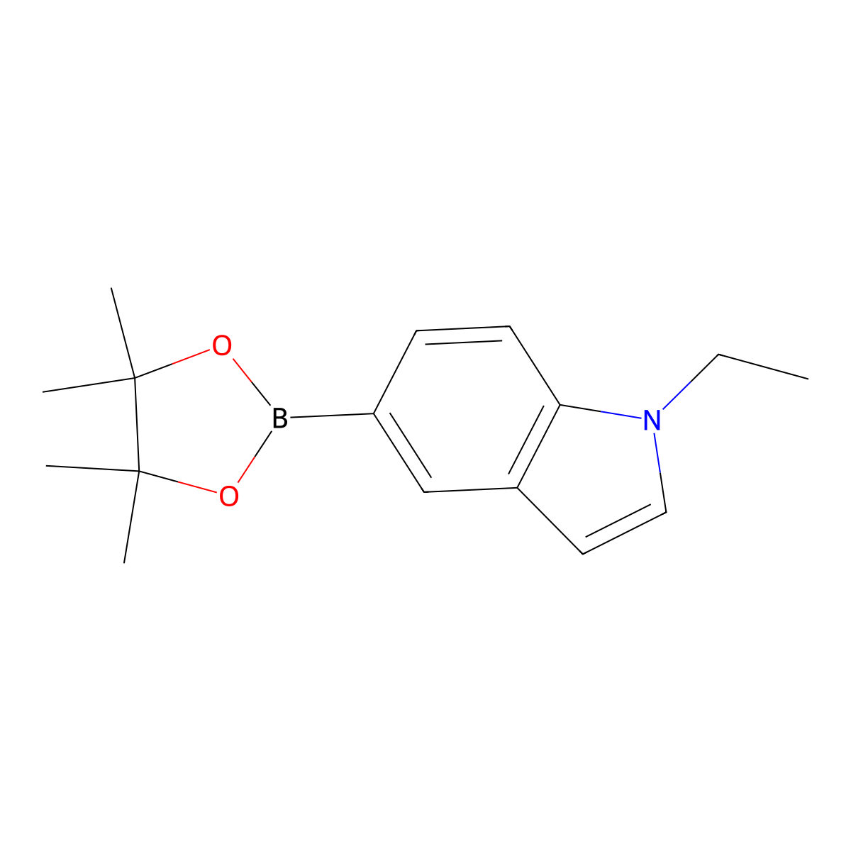 1-ethyl-5-(4,4,5,5-tetramethyl-1,3,2-dioxaborolan-2-yl)-1H-indole molecular structure, CAS 1219741-53-3