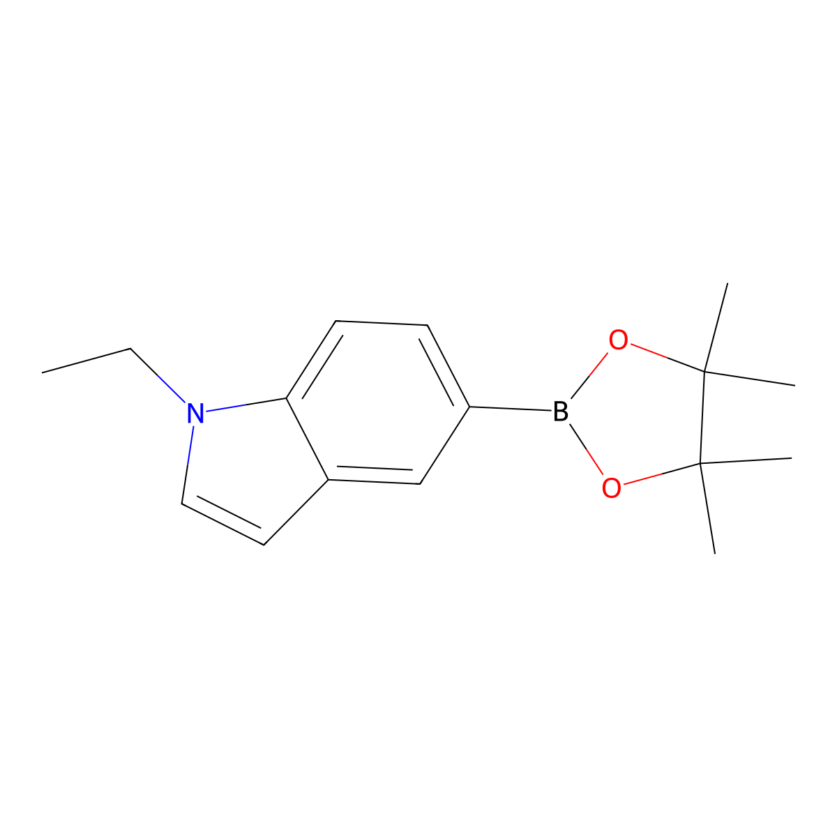 1-ethyl-5-(4,4,5,5-tetramethyl-1,3,2-dioxaborolan-2-yl)-1H-indole molecular structure, CAS 1219741-53-3