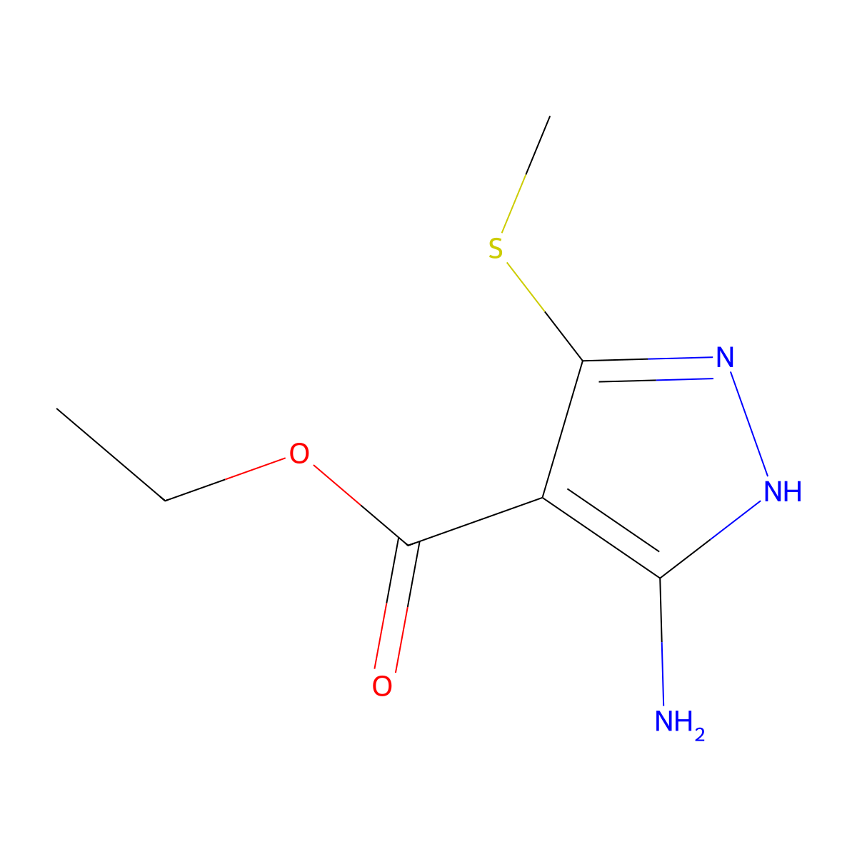 ethyl 5-amino-3-(methylthio)-1H-pyrazole-4-carboxylate molecular structure, CAS 1219817-46-5