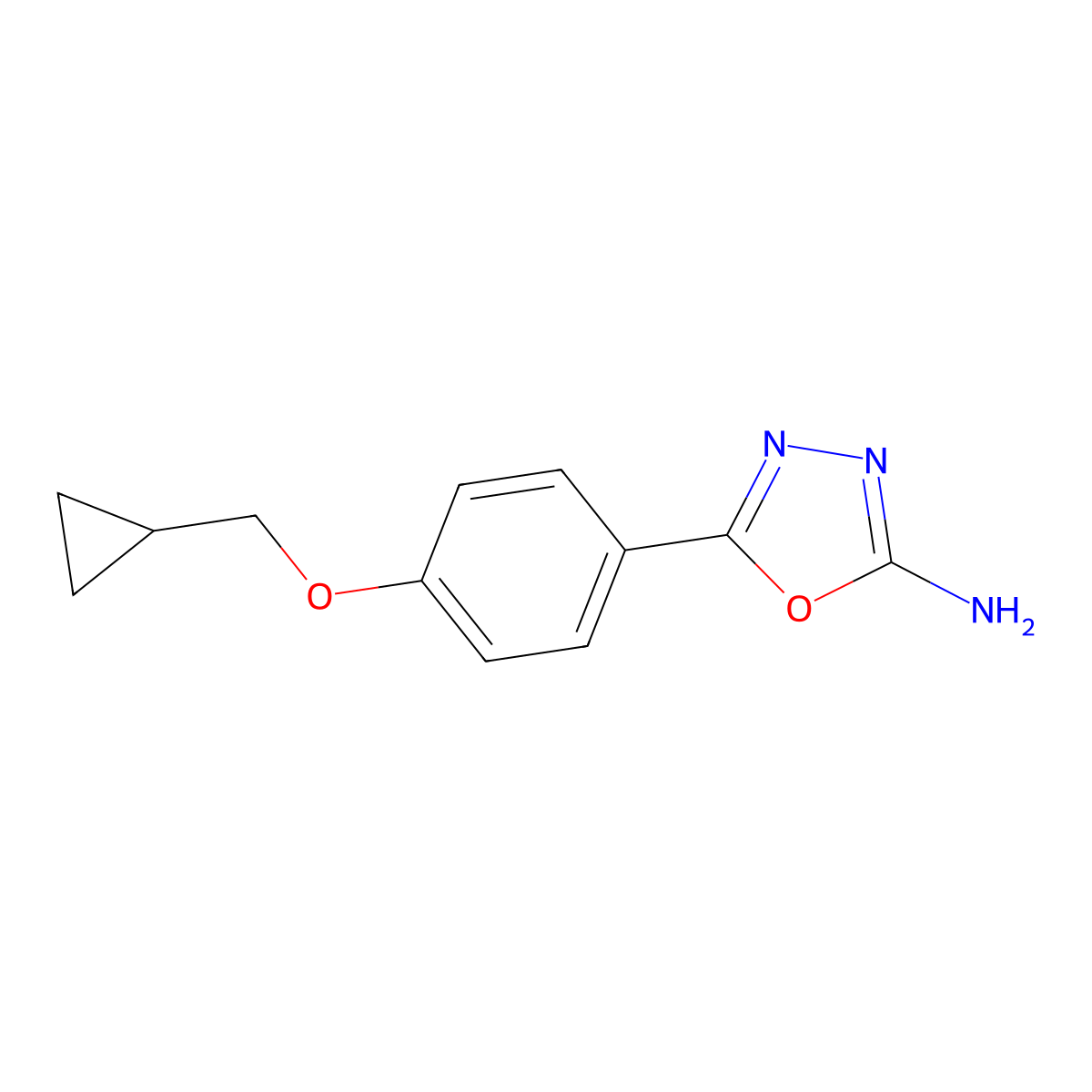 5-[4-(Cyclopropylmethoxy)phenyl]-1,3,4-oxadiazol-2-amine molecular structure, CAS 1219827-51-6