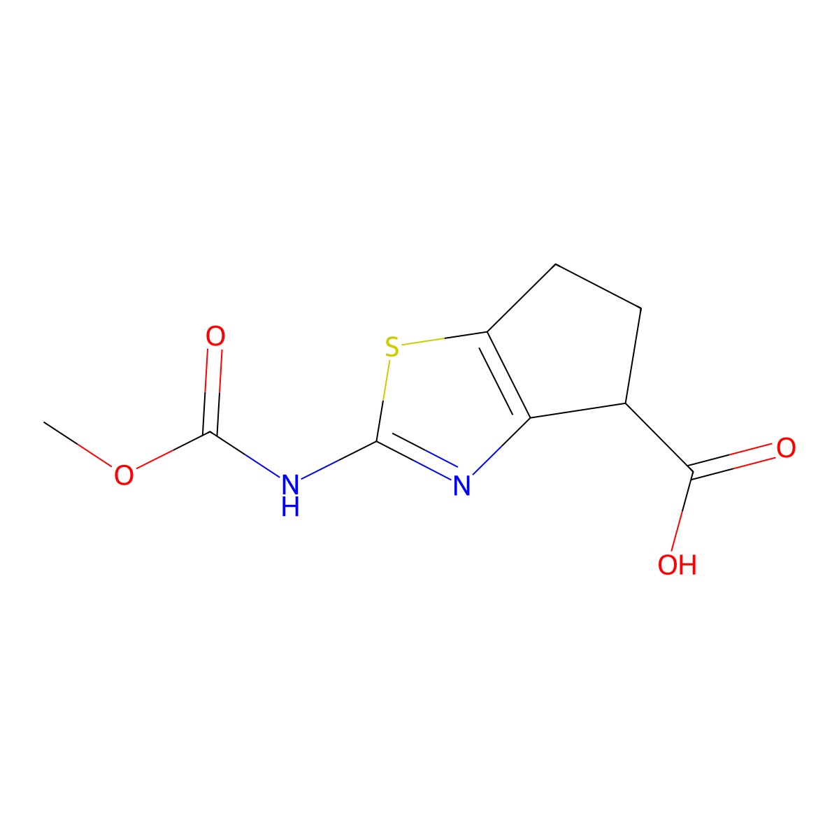 2-[(methoxycarbonyl)amino]-4H,5H,6H-cyclopenta[d][1,3]thiazole-4-carboxylic acid molecular structure, CAS 1219827-62-9