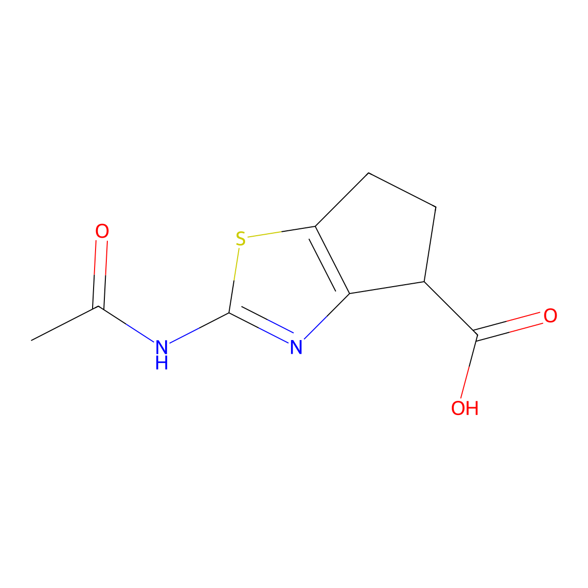 2-(acetylamino)-5,6-dihydro-4H-cyclopenta[d][1,3]thiazole-4-carboxylic acid molecular structure, CAS 1219827-65-2
