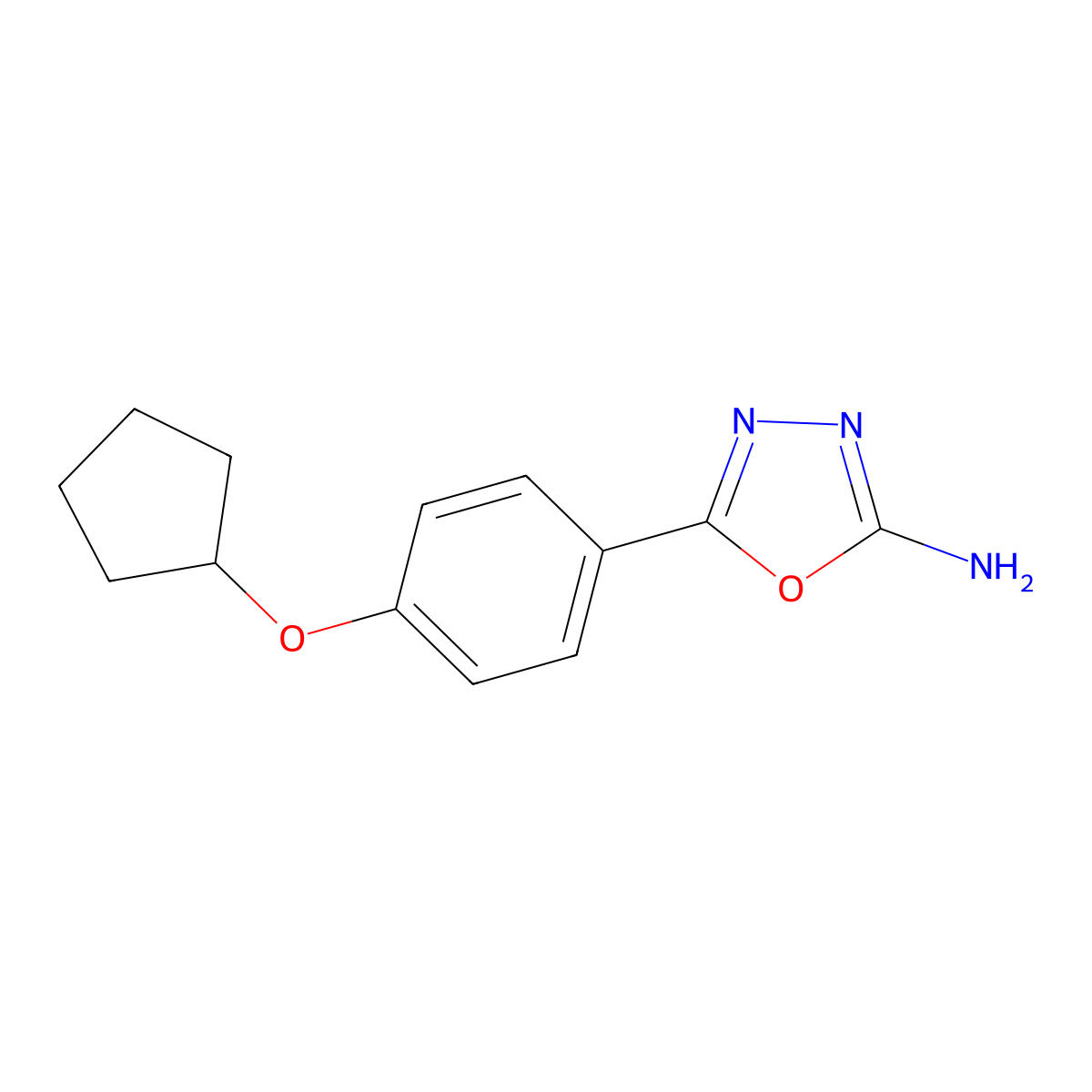 5-[4-(Cyclopentyloxy)phenyl]-1,3,4-oxadiazol-2-amine molecular structure, CAS 1219827-71-0