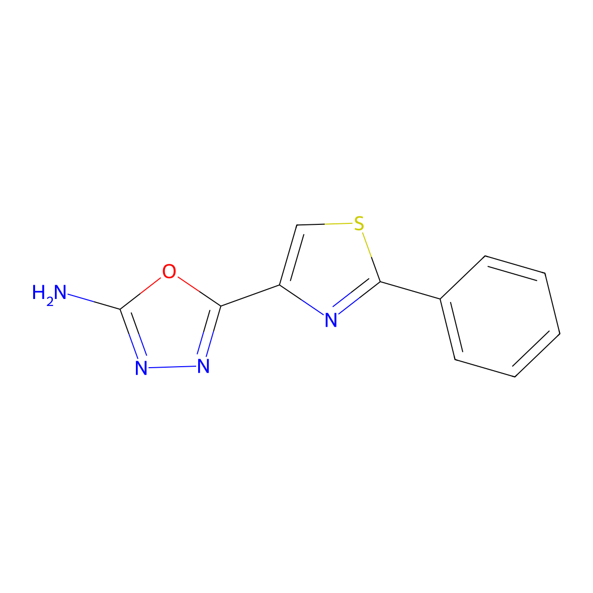 5-(2-Phenyl-1,3-thiazol-4-yl)-1,3,4-oxadiazol-2-amine molecular structure, CAS 1219827-72-1