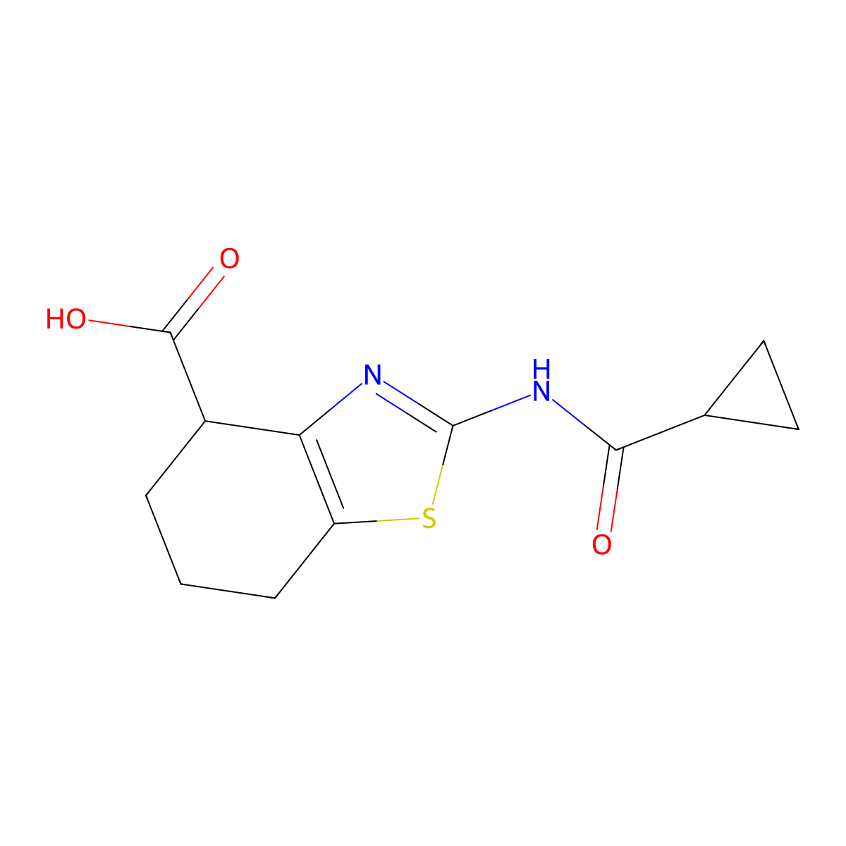 2-[(Cyclopropylcarbonyl)amino]-4,5,6,7-tetrahydro-1,3-benzothiazole-4-carboxylic acid molecular structure, CAS 1219827-94-7