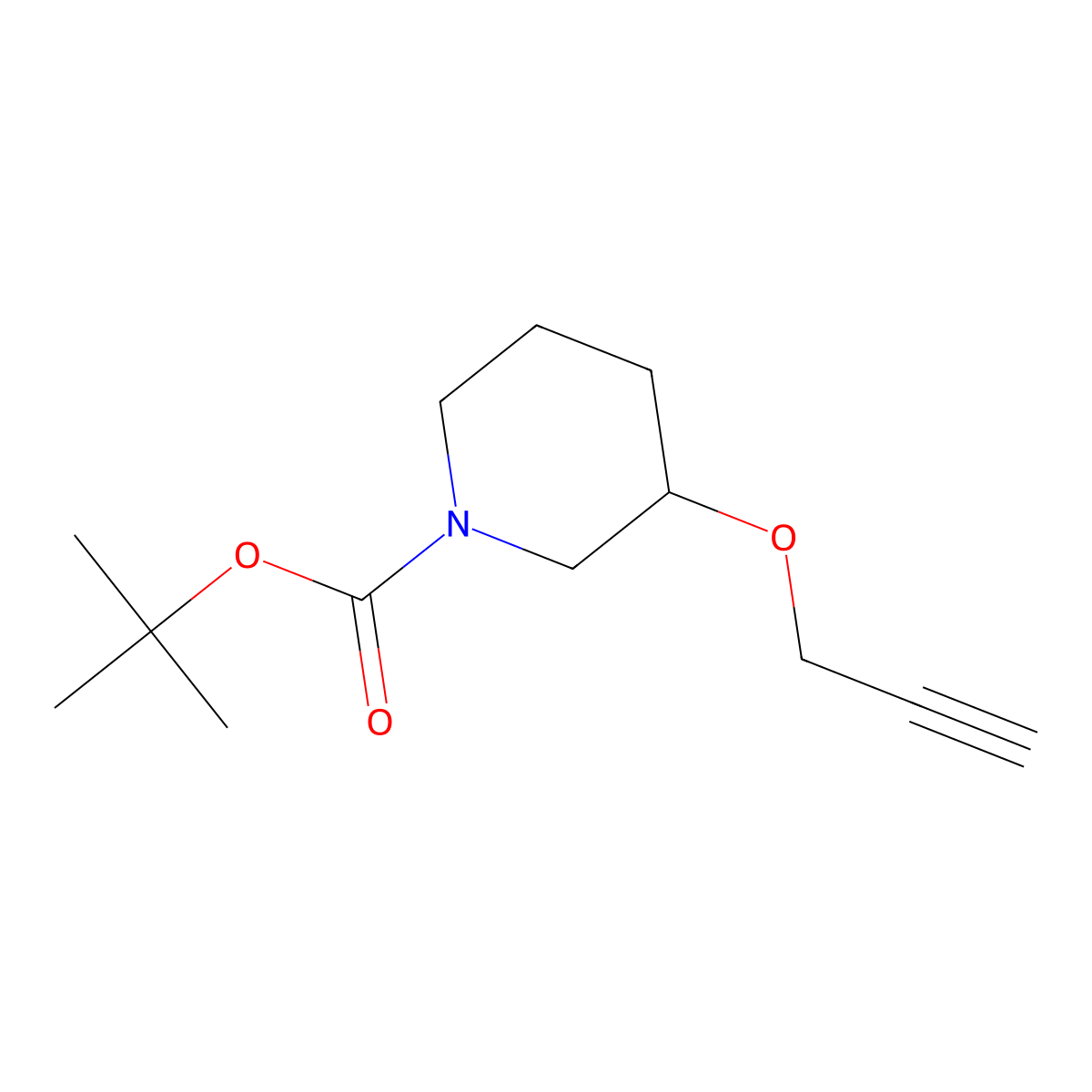 Tert-butyl 3-(prop-2-yn-1-yloxy)piperidine-1-carboxylate molecular structure, CAS 1219828-03-1