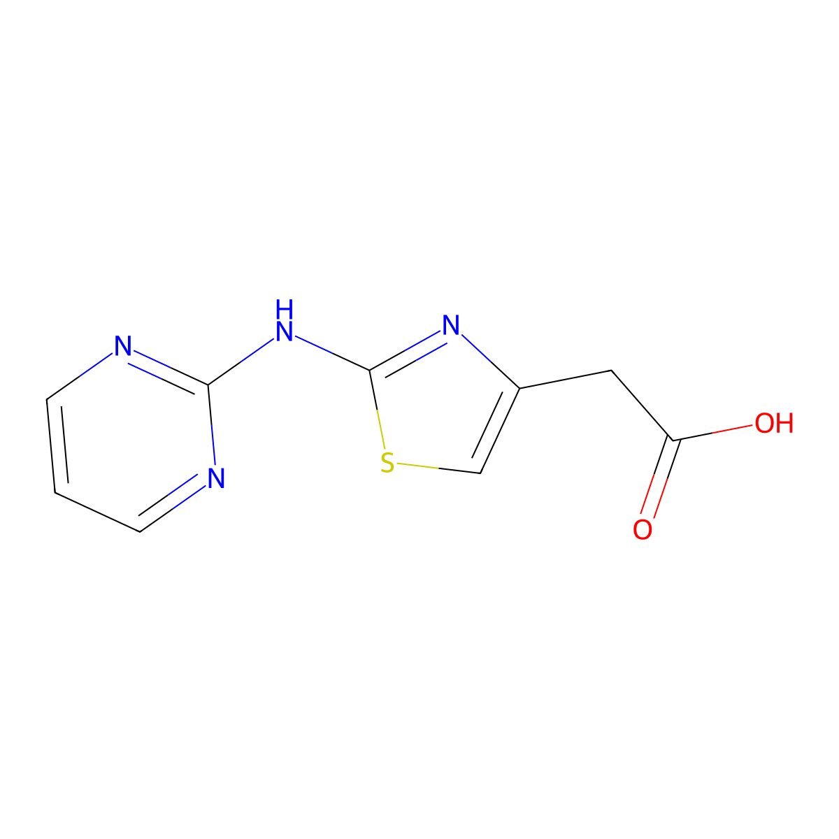 [2-(Pyrimidin-2-ylamino)-1,3-thiazol-4-yl]acetic acid molecular structure, CAS 1219828-13-3