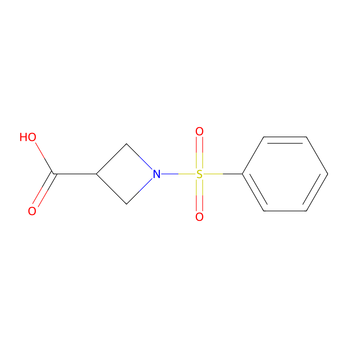 1-(Benzenesulfonyl)azetidine-3-carboxylic acid molecular structure, CAS 1219828-14-4