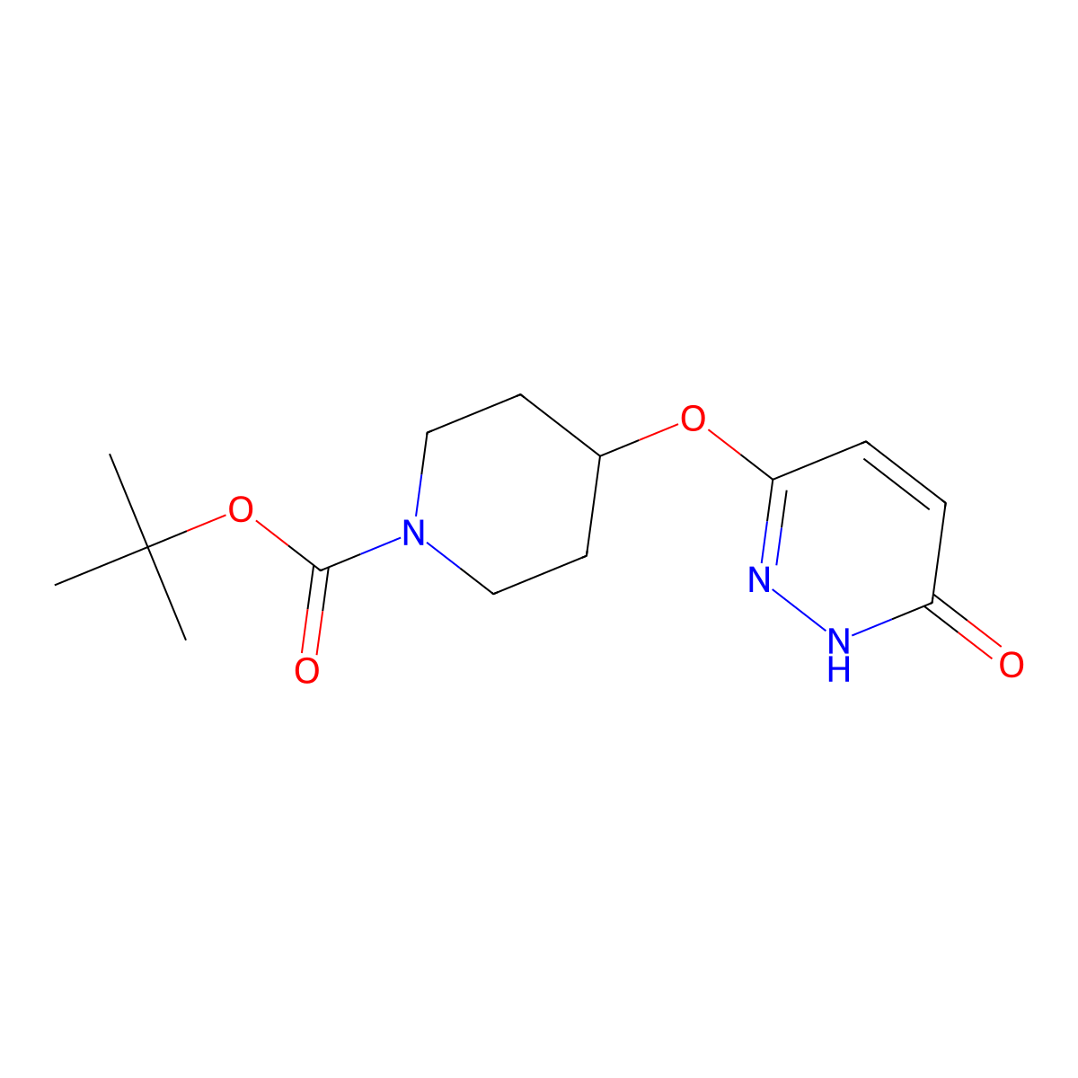 tert-Butyl 4-((6-oxo-1,6-dihydropyridazin-3-yl)oxy)piperidine-1-carboxylate molecular structure, CAS 1219828-16-6