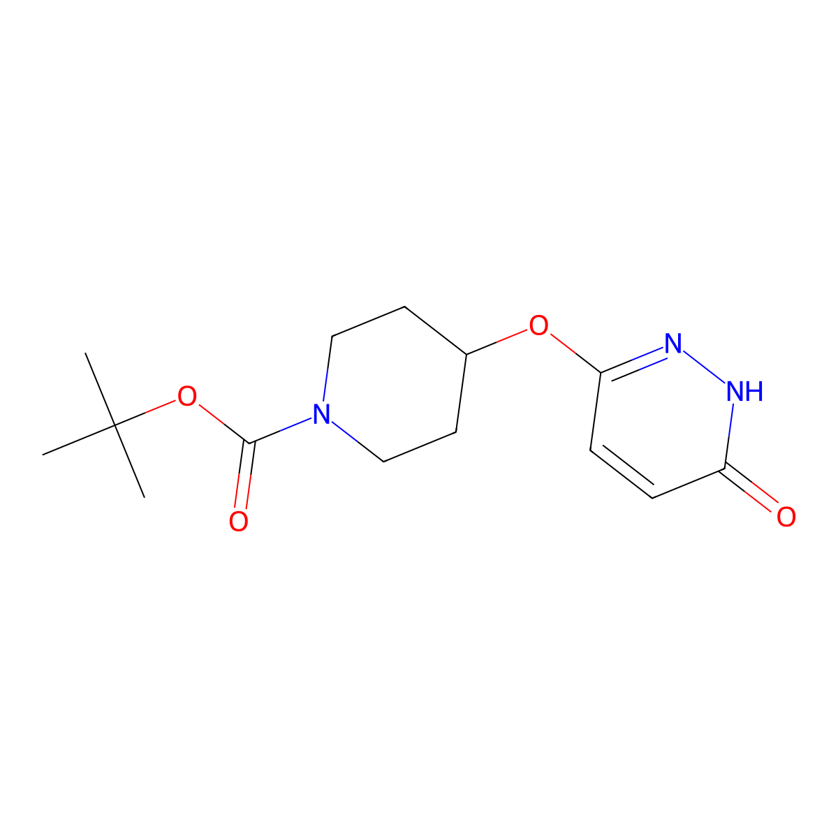 tert-Butyl 4-((6-oxo-1,6-dihydropyridazin-3-yl)oxy)piperidine-1-carboxylate molecular structure, CAS 1219828-16-6