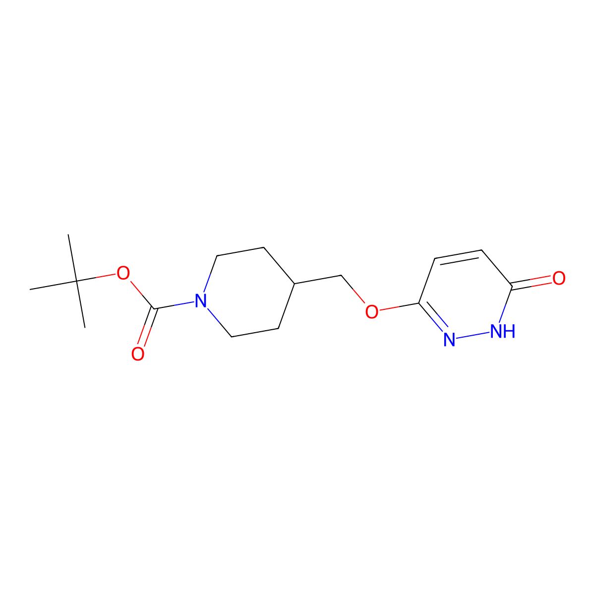 tert-Butyl 4-(((6-oxo-1,6-dihydropyridazin-3-yl)oxy)methyl)piperidine-1-carboxylate molecular structure, CAS 1219828-18-8