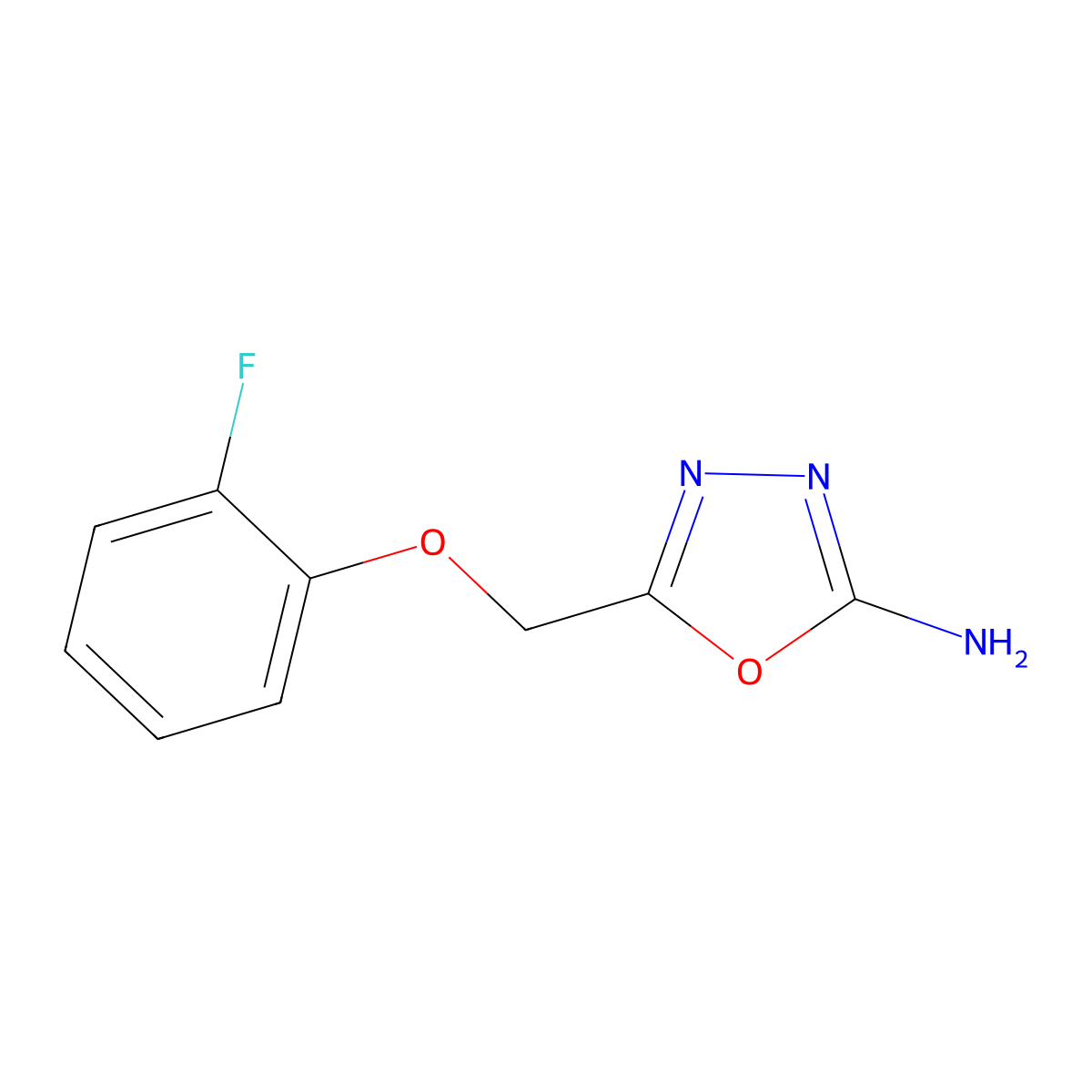 5-[(2-Fluorophenoxy)methyl]-1,3,4-oxadiazol-2-amine molecular structure, CAS 1219828-22-4