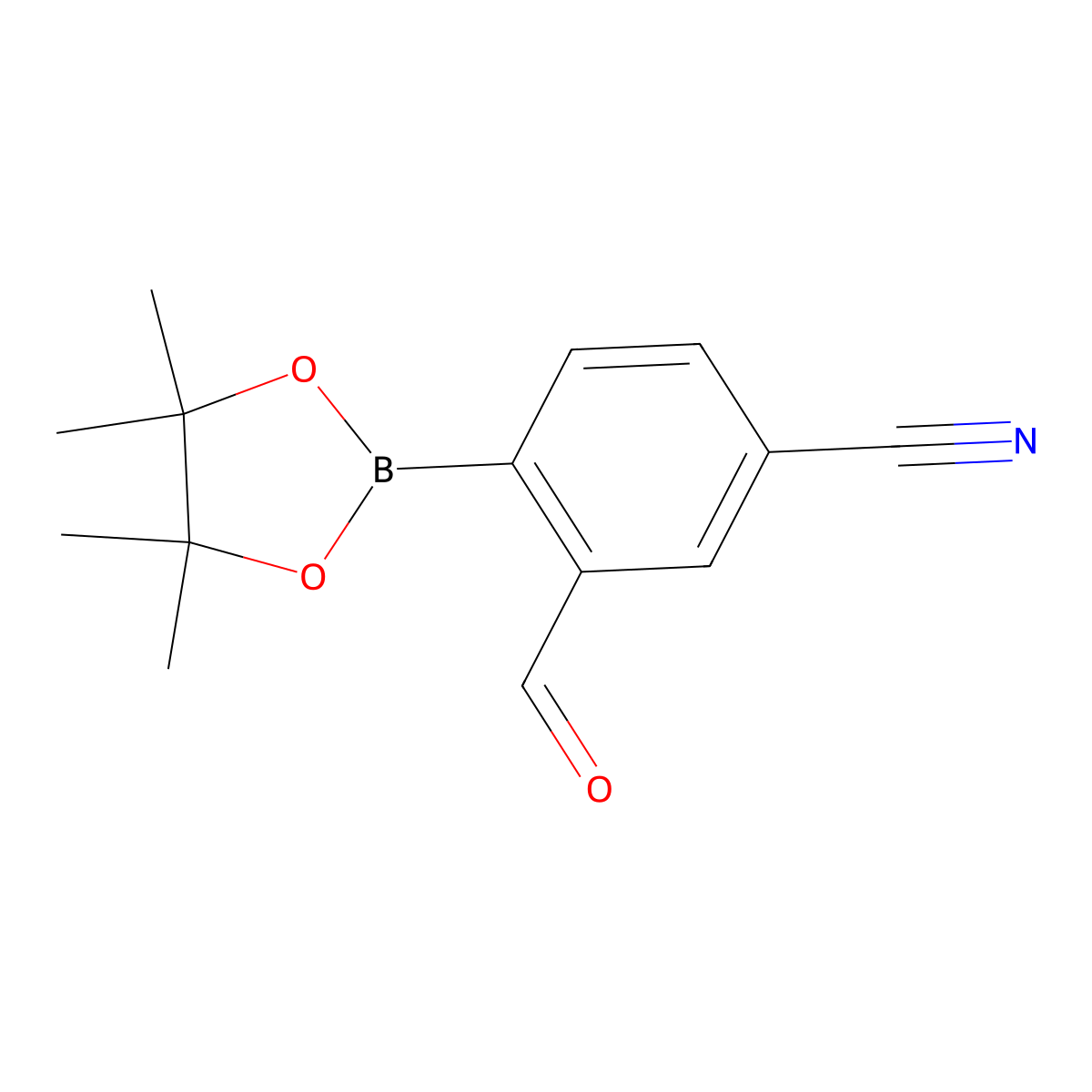 3-Formyl-4-(tetramethyl-1,3,2-dioxaborolan-2-yl)benzonitrile molecular structure, CAS 1219831-94-3