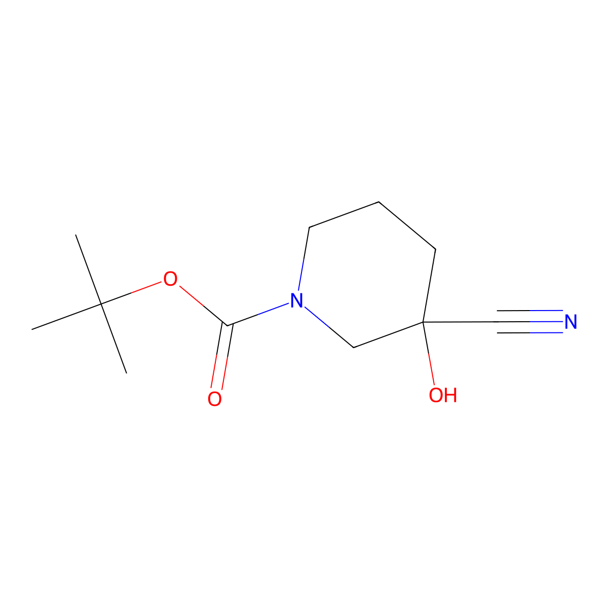 Tert-butyl 3-cyano-3-hydroxypiperidine-1-carboxylate molecular structure, CAS 1219832-34-4