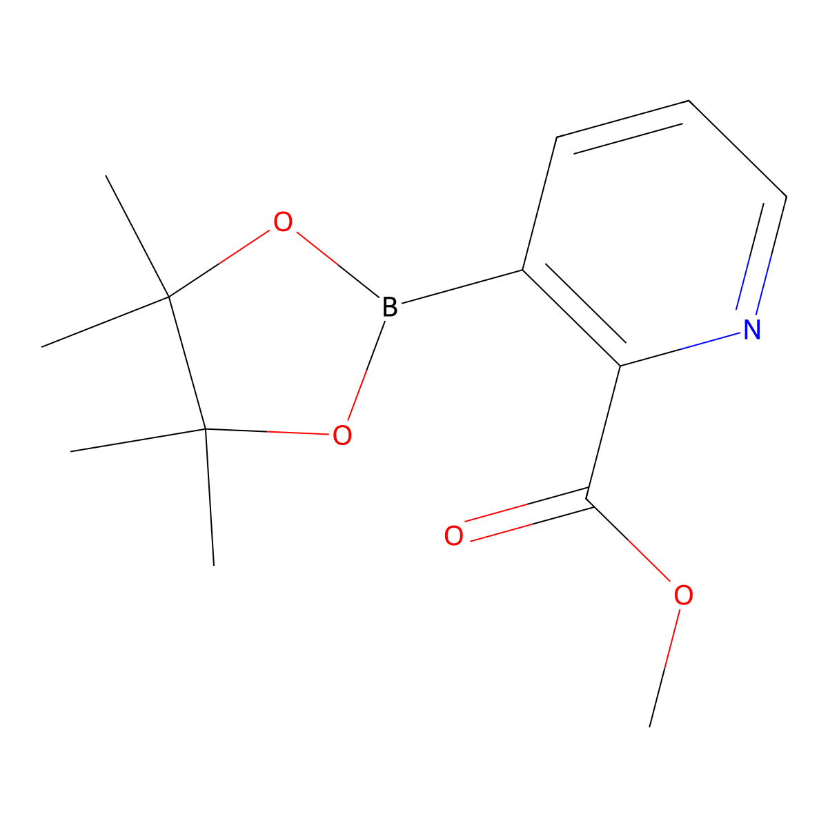 Methyl 3-(tetramethyl-1,3,2-dioxaborolan-2-yl)pyridine-2-carboxylate molecular structure, CAS 1219832-48-0
