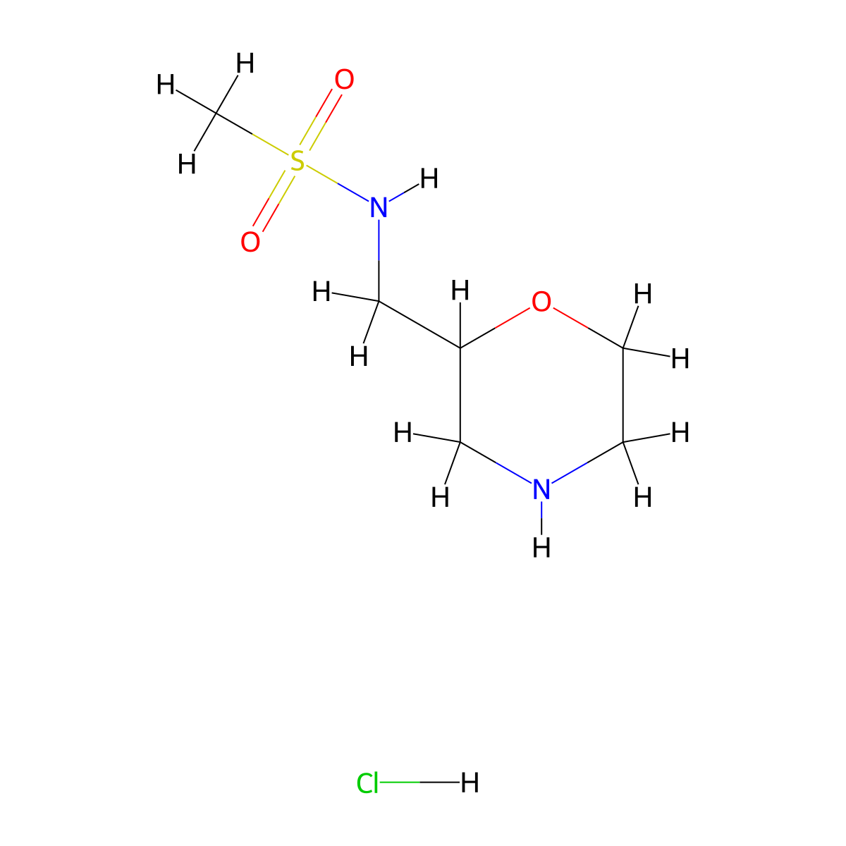 N-[(morpholin-2-yl)methyl]methanesulfonamide hydrochloride molecular structure, CAS 1219832-49-1