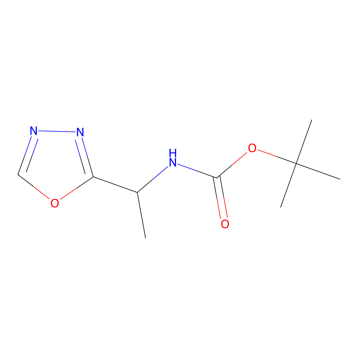 tert-butyl N-[1-(1,3,4-oxadiazol-2-yl)ethyl]carbamate molecular structure, CAS 1219838-72-8