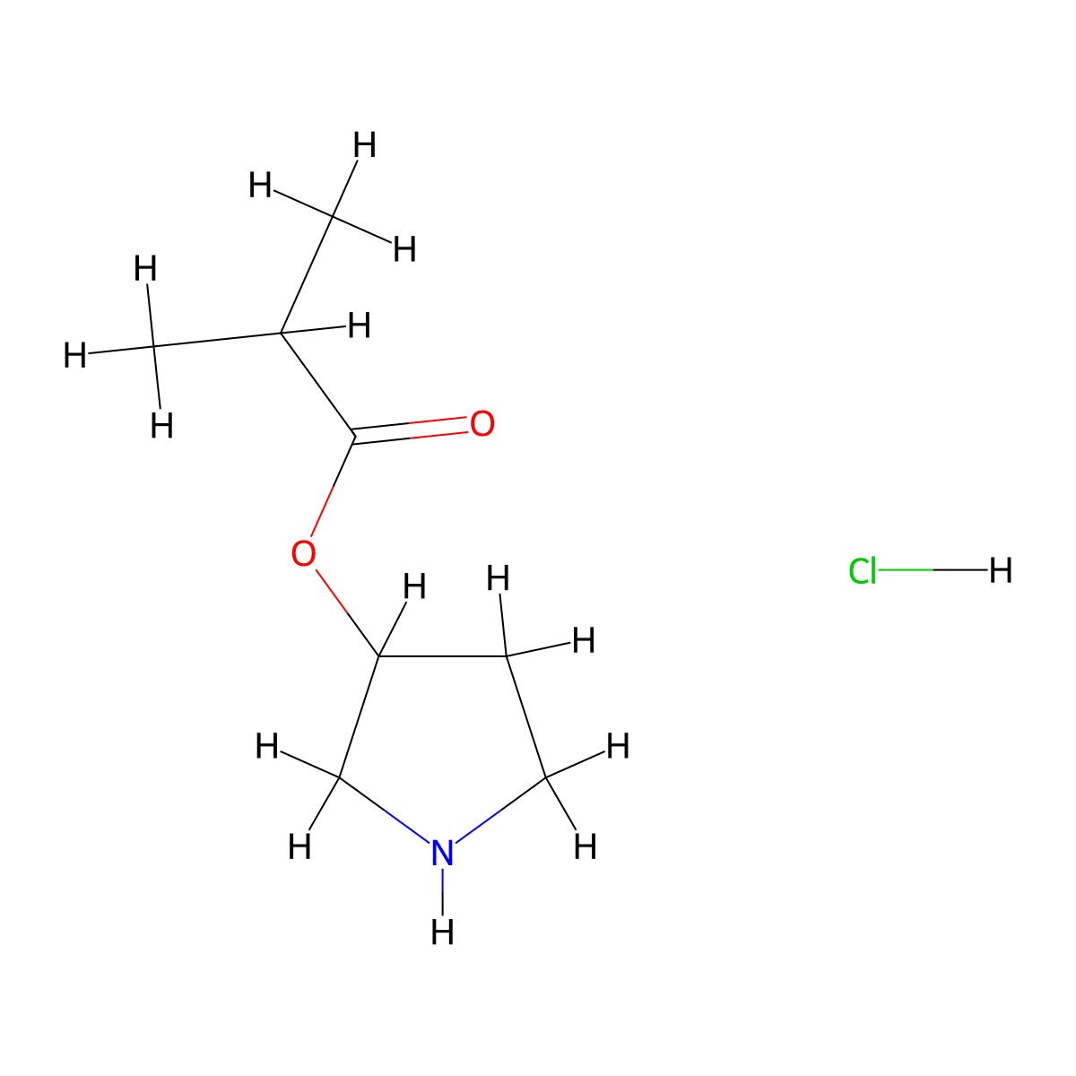 3-Pyrrolidinyl 2-methylpropanoate hydrochloride molecular structure, CAS 1219841-63-0