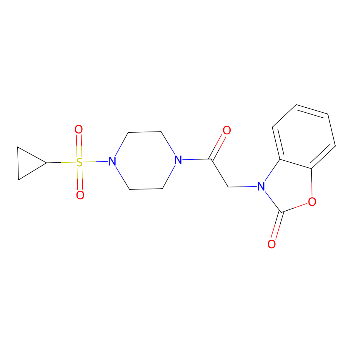 3-[2-[4-(Cyclopropylsulfonyl)-1-piperazinyl]-2-oxoethyl]-2(3H)-benzoxazolone molecular structure, CAS 1219841-71-0