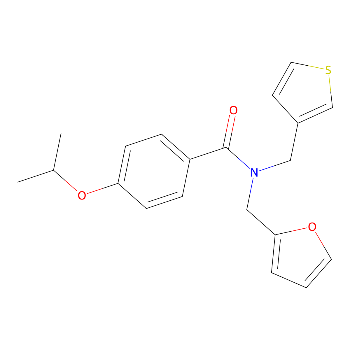 N-(furan-2-ylmethyl)-4-isopropoxy-N-(thiophen-3-ylmethyl)benzamide molecular structure, CAS 1219841-80-1