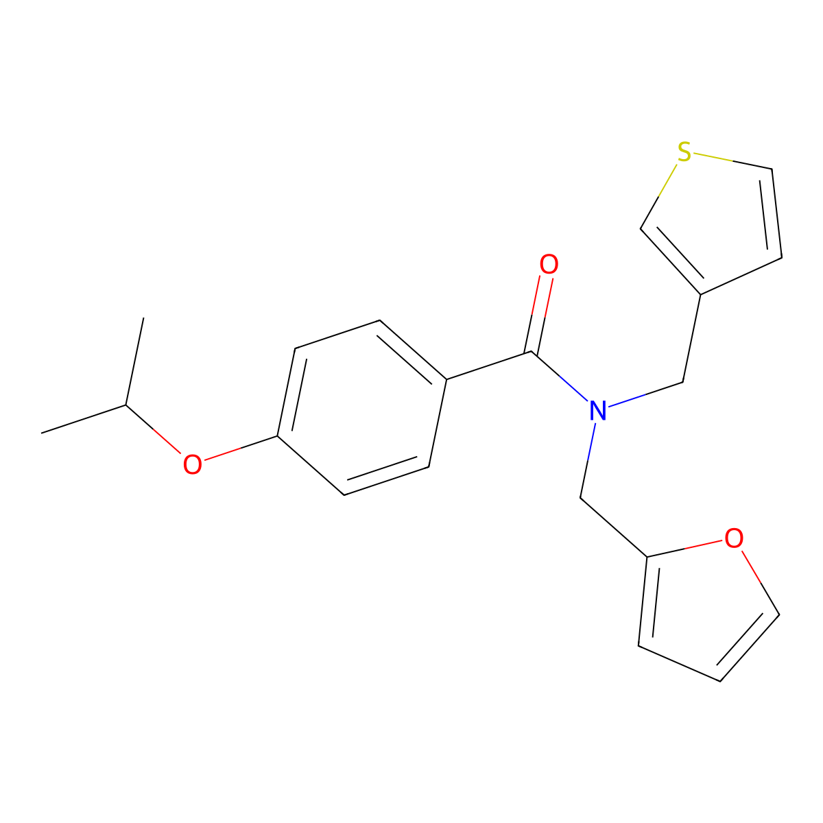 N-(furan-2-ylmethyl)-4-isopropoxy-N-(thiophen-3-ylmethyl)benzamide molecular structure, CAS 1219841-80-1