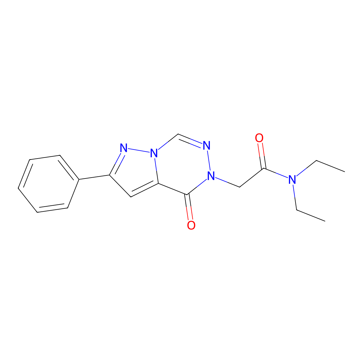 N,N-diethyl-2-(4-oxo-2-phenylpyrazolo[1,5-d][1,2,4]triazin-5(4H)-yl)acetamide molecular structure, CAS 1219841-81-2