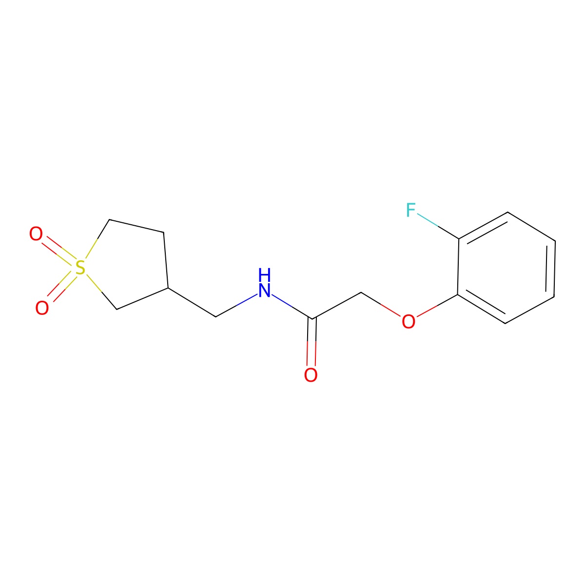 N-((1,1-dioxidotetrahydrothiophen-3-yl)methyl)-2-(2-fluorophenoxy)acetamide molecular structure, CAS 1219841-83-4