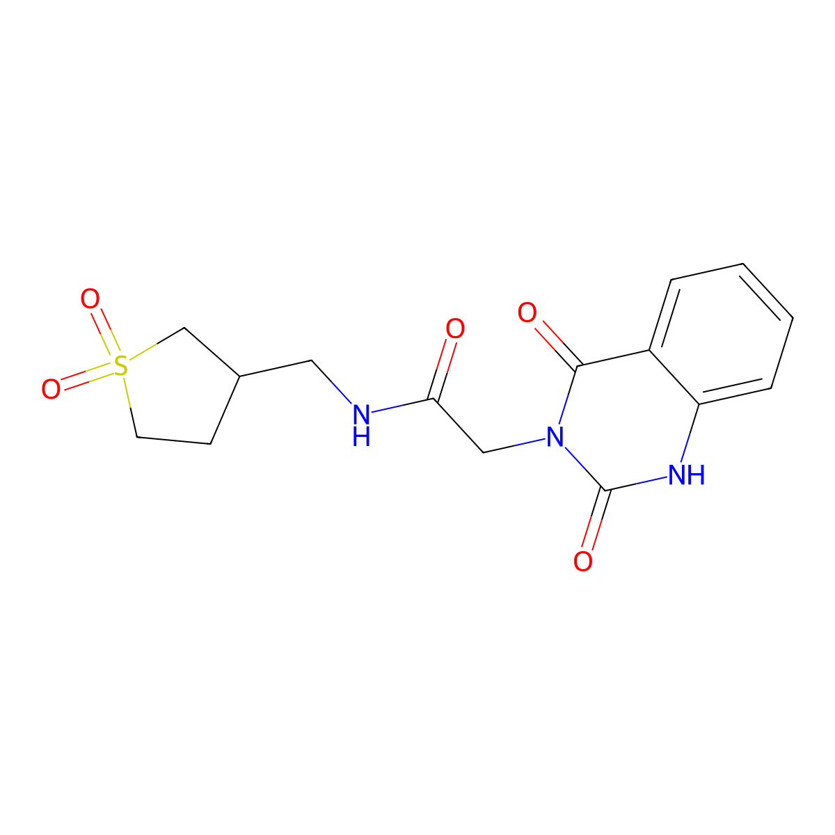 N-((1,1-dioxidotetrahydrothiophen-3-yl)methyl)-2-(2,4-dioxo-1,2-dihydroquinazolin-3(4H)-yl)acetamide molecular structure, CAS 1219841-86-7