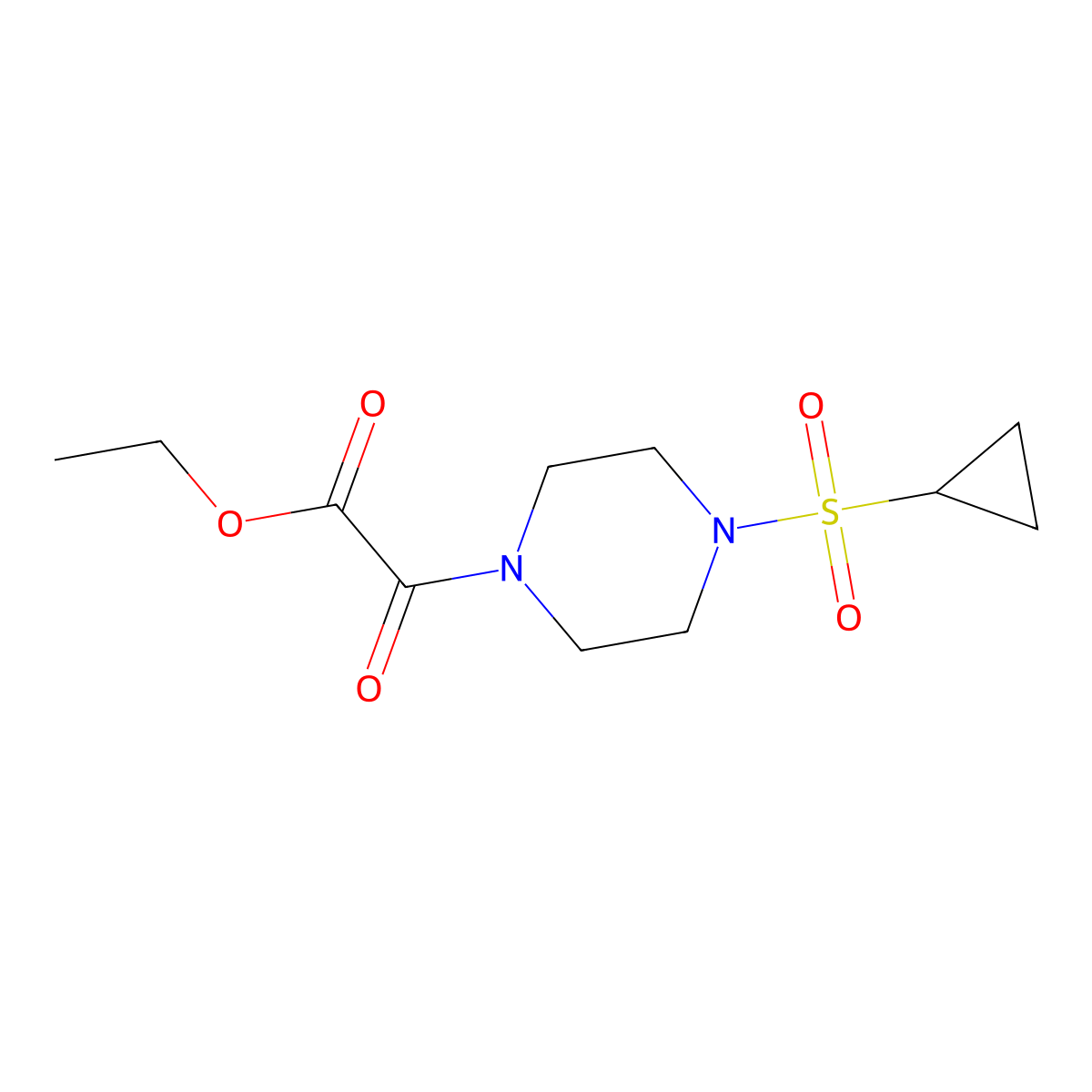 Ethyl 2-[4-(cyclopropanesulfonyl)piperazin-1-yl]-2-oxoacetate molecular structure, CAS 1219841-99-2