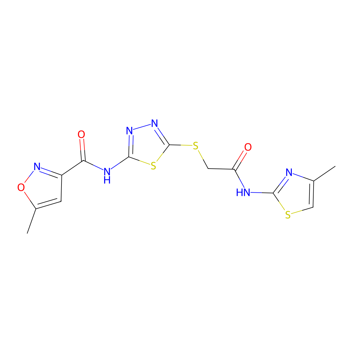 5-methyl-N-(5-((2-((4-methylthiazol-2-yl)amino)-2-oxoethyl)thio)-1,3,4-thiadiazol-2-yl)isoxazole-3-carboxamide molecular structure, CAS 1219842-01-9