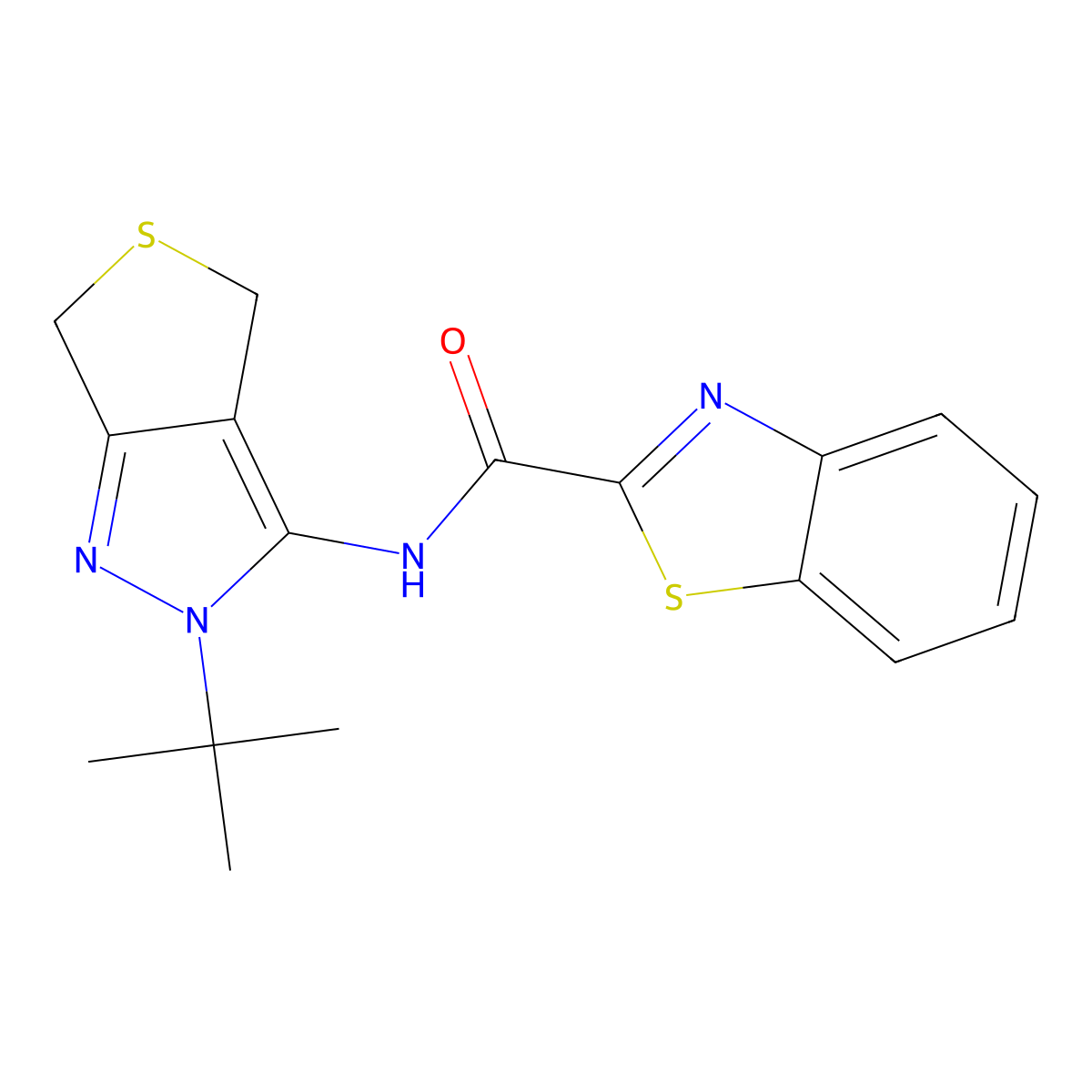 N-(2-(tert-butyl)-4,6-dihydro-2H-thieno[3,4-c]pyrazol-3-yl)benzo[d]thiazole-2-carboxamide molecular structure, CAS 1219842-02-0