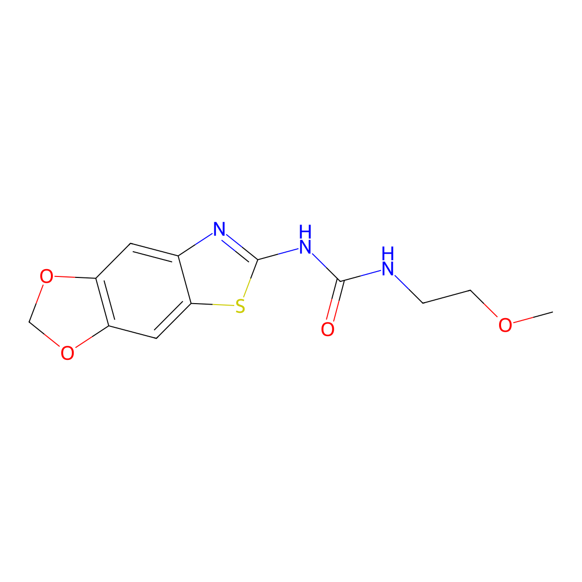 1-{4,6-Dioxa-10-thia-12-azatricyclo[7.3.0.0^{3,7}]dodeca-1(9),2,7,11-tetraen-11-yl}-3-(2-methoxyethyl)urea molecular structure, CAS 1219842-07-5
