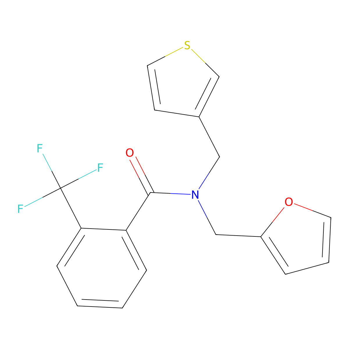 N-(furan-2-ylmethyl)-N-(thiophen-3-ylmethyl)-2-(trifluoromethyl)benzamide molecular structure, CAS 1219842-13-3