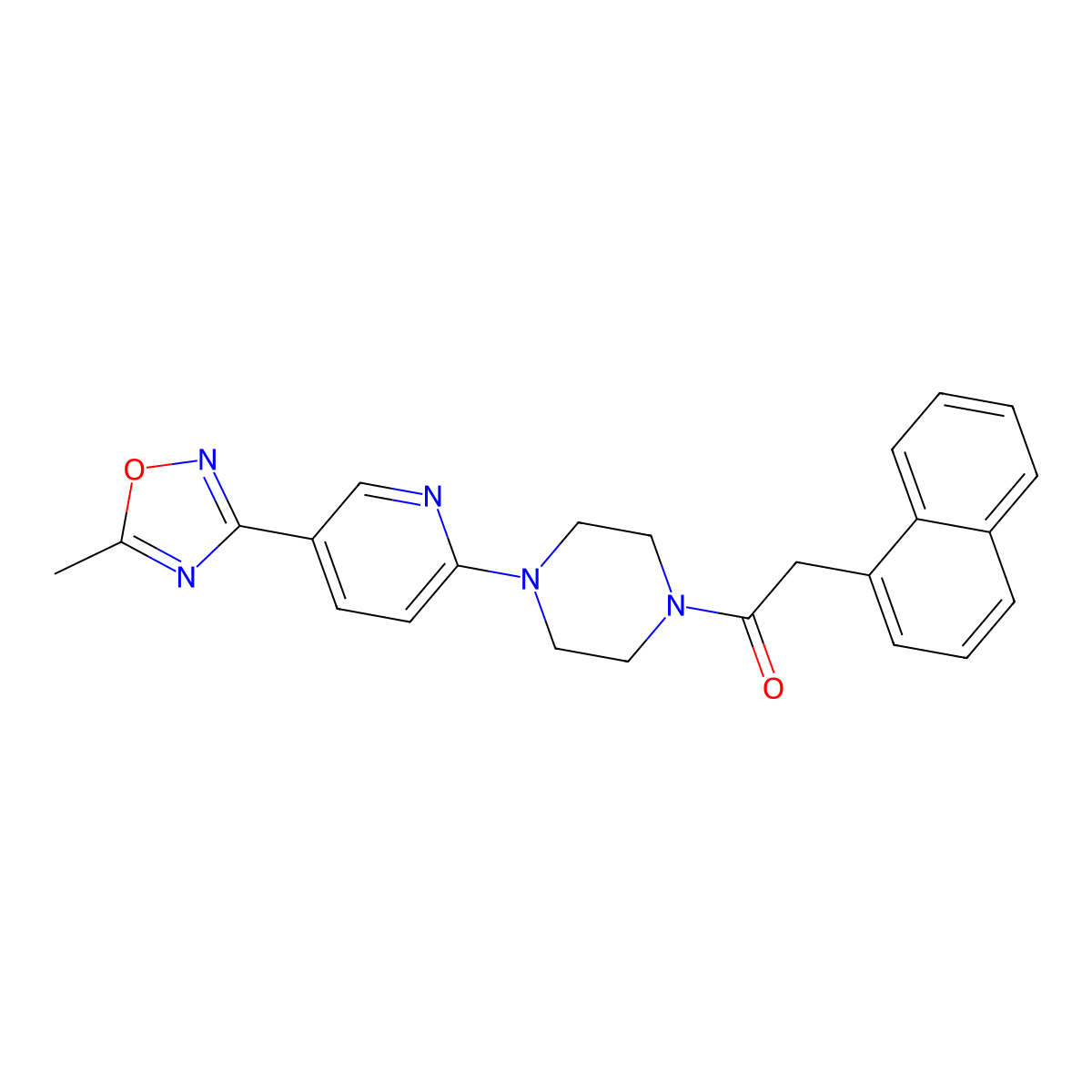 1-(4-(5-(5-Methyl-1,2,4-oxadiazol-3-yl)pyridin-2-yl)piperazin-1-yl)-2-(naphthalen-1-yl)ethanone molecular structure, CAS 1219842-32-6