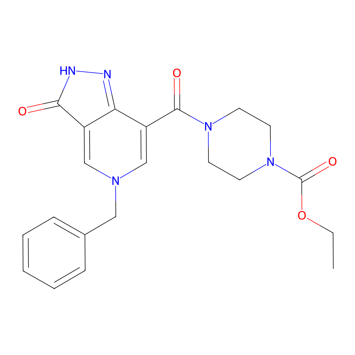 ethyl 4-(5-benzyl-3-oxo-3,5-dihydro-2H-pyrazolo[4,3-c]pyridine-7-carbonyl)piperazine-1-carboxylate molecular structure, CAS 1219842-39-3