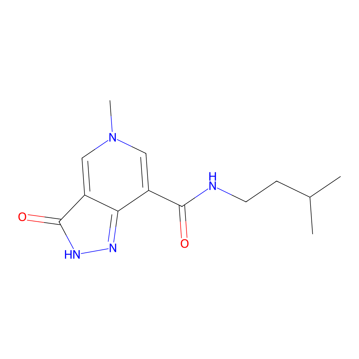 N-isopentyl-5-methyl-3-oxo-3,5-dihydro-2H-pyrazolo[4,3-c]pyridine-7-carboxamide molecular structure, CAS 1219842-40-6