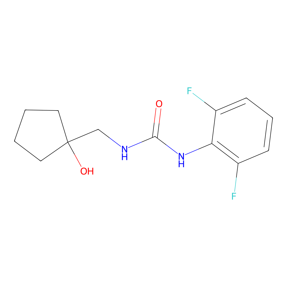 1-(2,6-Difluorophenyl)-3-[(1-hydroxycyclopentyl)methyl]urea molecular structure, CAS 1219842-43-9