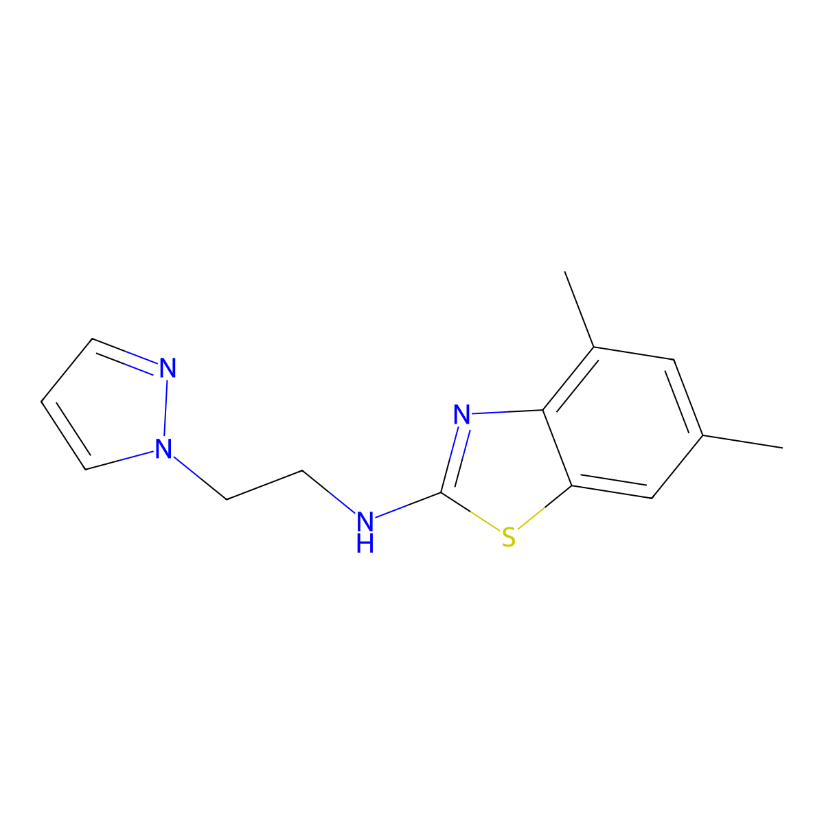 N-(2-(1H-pyrazol-1-yl)ethyl)-4,6-dimethylbenzo[d]thiazol-2-amine molecular structure, CAS 1219842-44-0