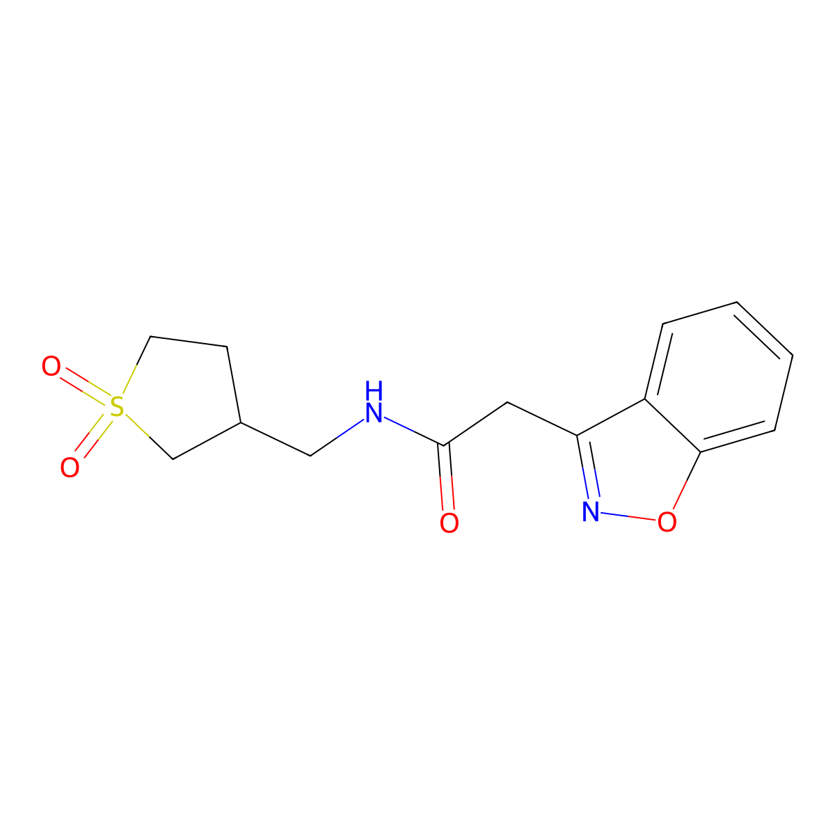 2-(1,2-benzoxazol-3-yl)-N-[(1,1-dioxo-1lambda6-thiolan-3-yl)methyl]acetamide molecular structure, CAS 1219842-45-1