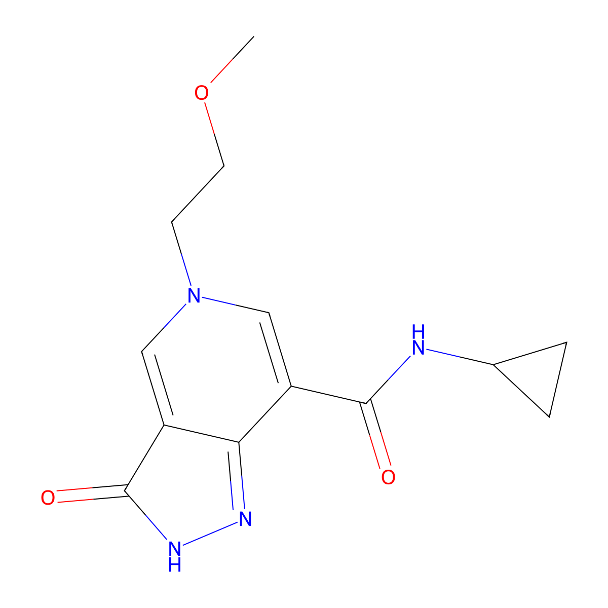N-cyclopropyl-5-(2-methoxyethyl)-3-oxo-3,5-dihydro-2H-pyrazolo[4,3-c]pyridine-7-carboxamide molecular structure, CAS 1219842-52-0