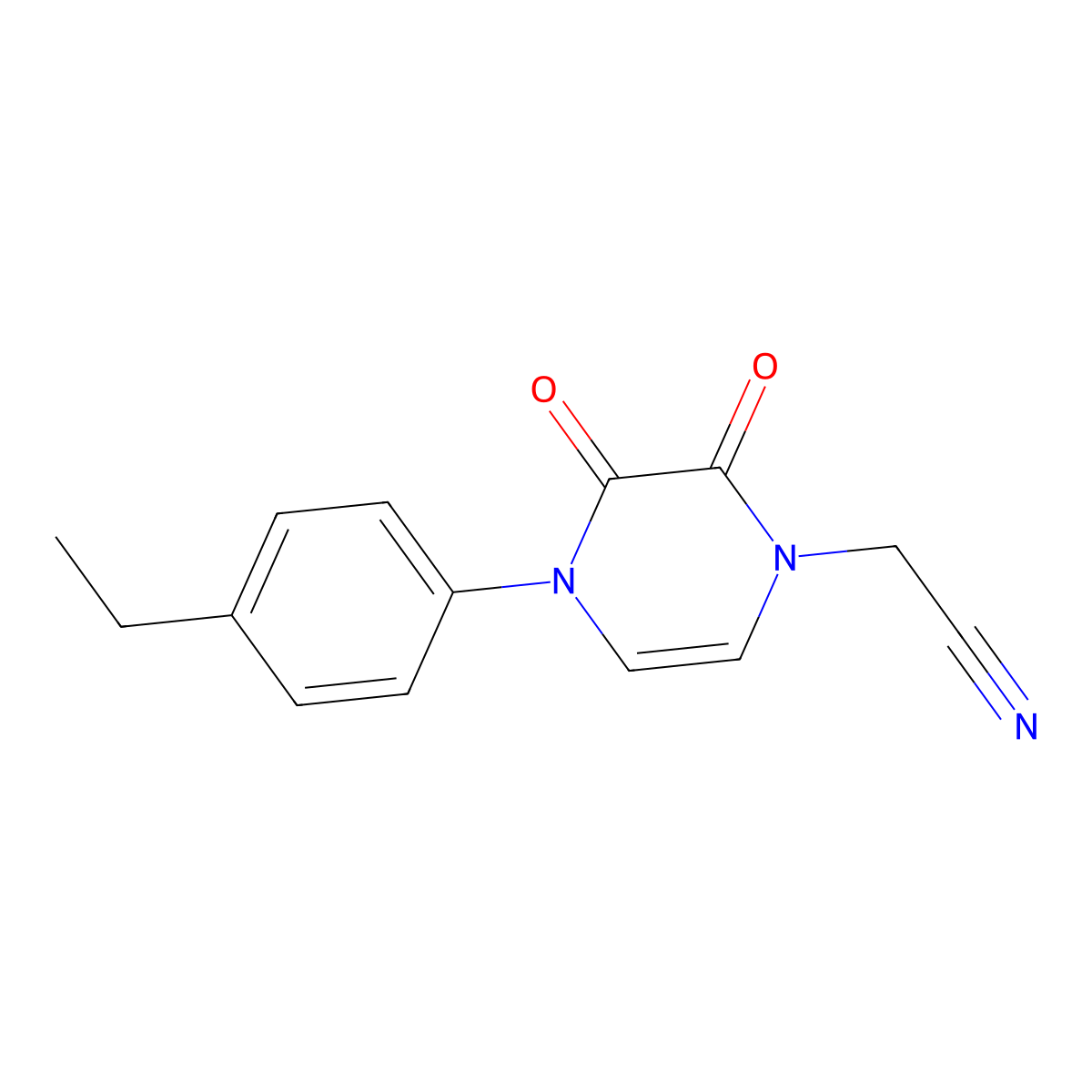 2-(4-(4-ethylphenyl)-2,3-dioxo-3,4-dihydropyrazin-1(2H)-yl)acetonitrile molecular structure, CAS 1219842-55-3