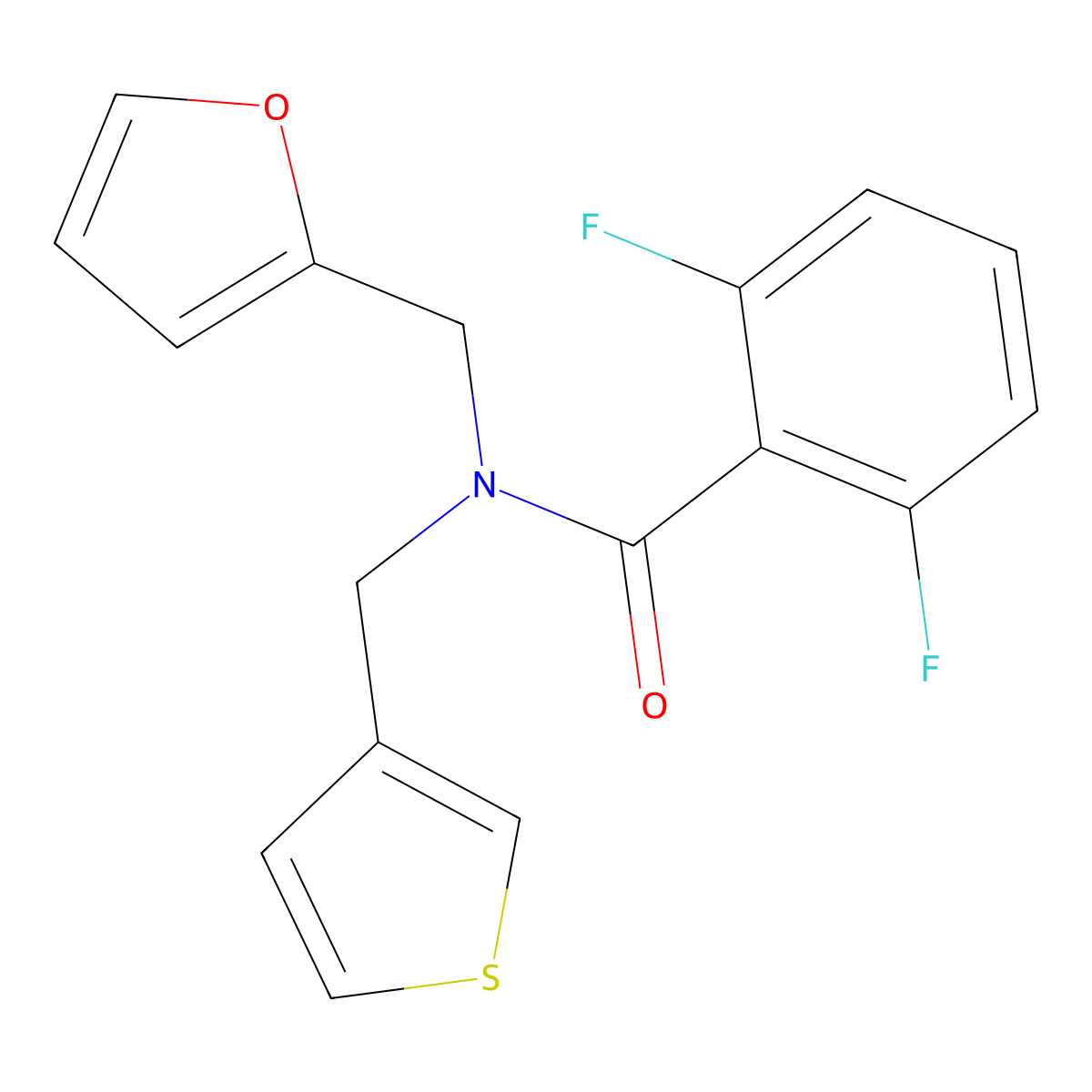 2,6-difluoro-N-(furan-2-ylmethyl)-N-(thiophen-3-ylmethyl)benzamide molecular structure, CAS 1219842-57-5