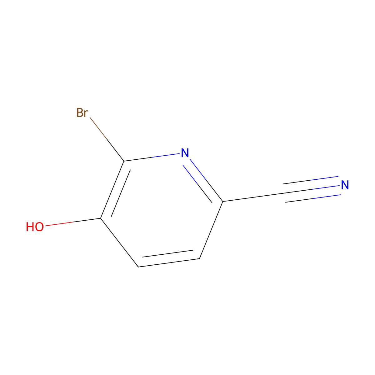 6-Bromo-5-hydroxypicolinonitrile molecular structure, CAS 1219843-66-9