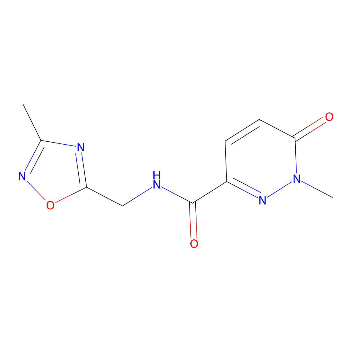 1-methyl-N-[(3-methyl-1,2,4-oxadiazol-5-yl)methyl]-6-oxo-1,6-dihydropyridazine-3-carboxamide molecular structure, CAS 1219844-29-7