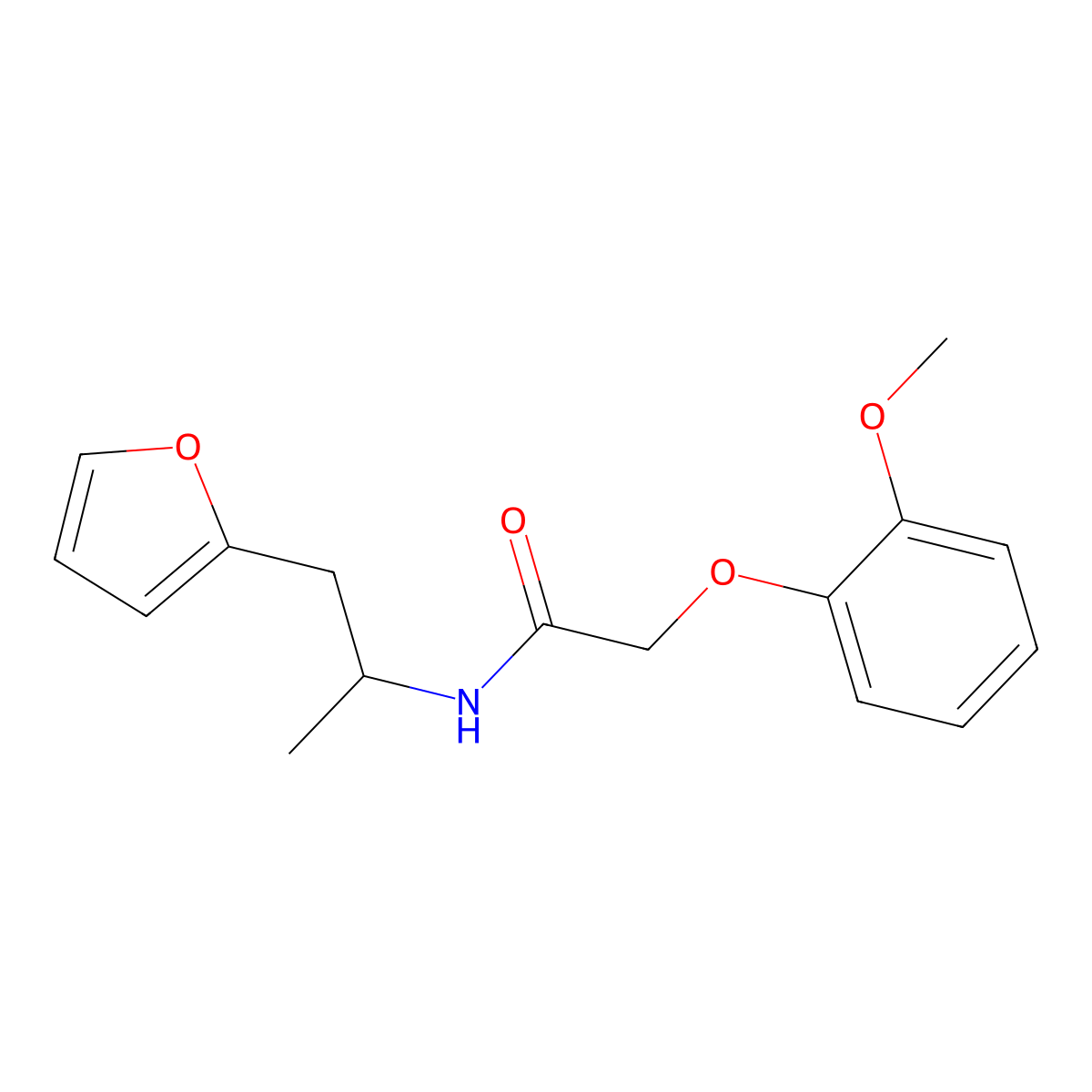 N-[1-(furan-2-yl)propan-2-yl]-2-(2-methoxyphenoxy)acetamide molecular structure, CAS 1219844-31-1
